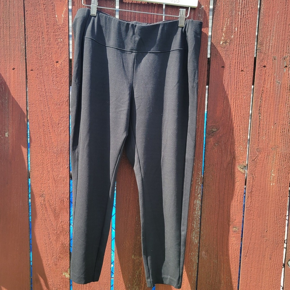 J. Jill Black Ponte Leggings Women's Large Petite Stretch Pull On Knit